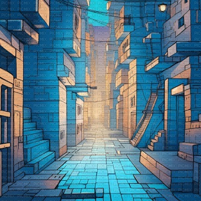 Blue Minecraft Alleyway Comic - фрее пнг