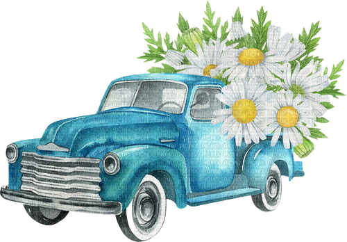 Car Blue Flower - Bogusia - Free PNG