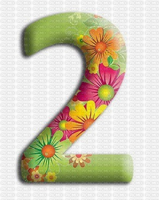 image encre numéro 2 fleurs bon anniversaire edited by me - PNG gratuit