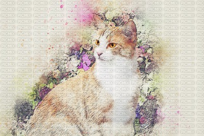 MMarcia aquarela gato fundo - darmowe png