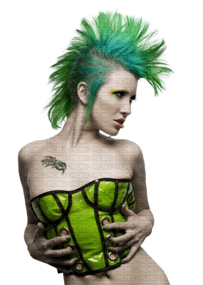 woman green hair bp - kostenlos png