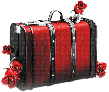 soave deco vintage suitcase red black white - 免费PNG