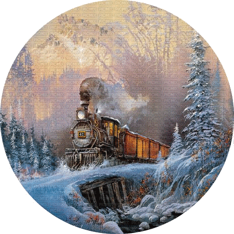 train, winter, landscape, hiver, paysage, - Nemokamas animacinis gif