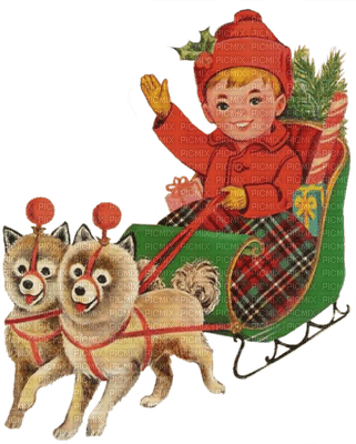 Christmas, sled, boy, winter. Leila - nemokama png