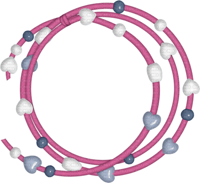 Kaz_Creations Deco Circle Frame Beads Hearts   Colours - gratis png
