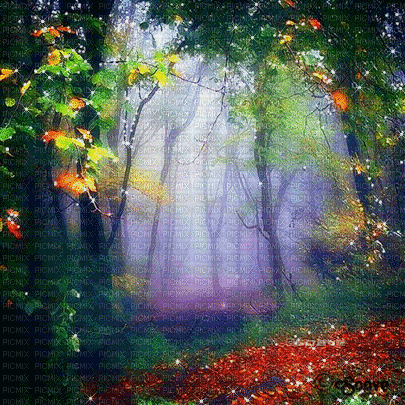 soave background animated autumn forest - Gratis geanimeerde GIF