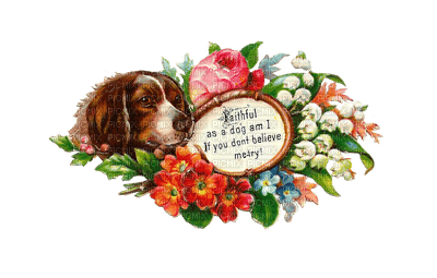 Kaz_Creations Victorian Flowers Dog Pup Deco - PNG gratuit