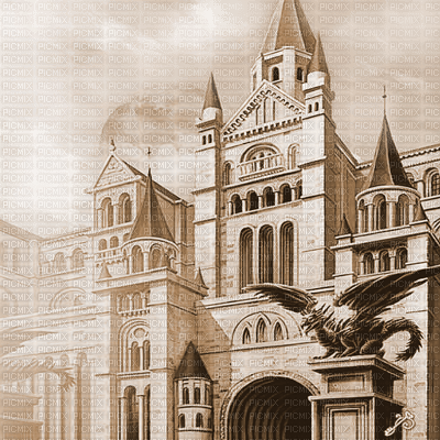 Y.A.M._Fantasy Castle background sepia - 免费PNG
