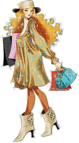 soave woman fashion shopping blue  orange brown - ücretsiz png