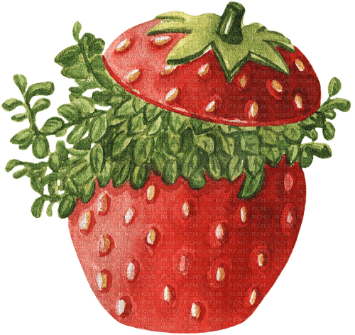 fraises, printemps, vert, strawberries, green, - png ฟรี