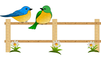 Kaz_Creations Birds On Garden Fence - 免费PNG