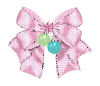 pink and blue christmas bow - Free PNG