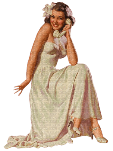 kikkapink woman vintage summer telephone - darmowe png