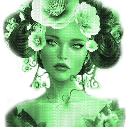 Y.A.M._Fantasy woman girl green - zadarmo png