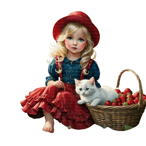 loly33 enfant chat fraise - δωρεάν png