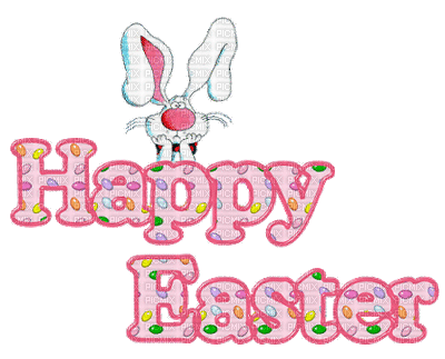Kaz_Creations Animated Easter Deco Bunny Text Happy Easter - GIF animé gratuit