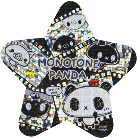 monotone panda shiny star sticker - darmowe png