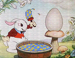 Pintando bolinhas no ovo de Páscoa - GIF animado gratis