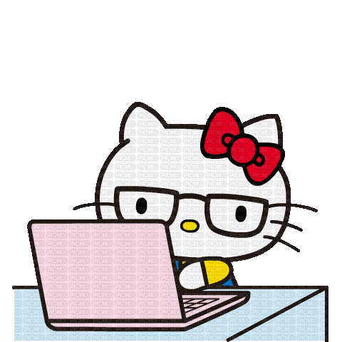Hello kitty ordinateur computer gif sticker - Безплатен анимиран GIF