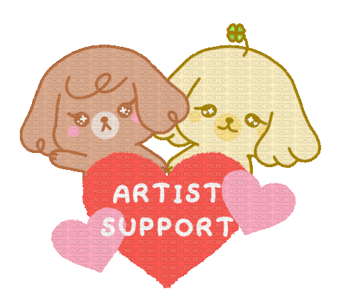 puppy artist support heart kawaii cute - GIF animé gratuit
