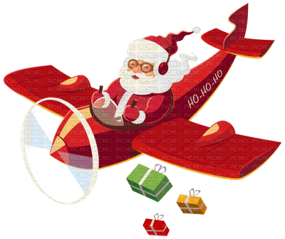 Kaz_Creations Christmas Santa Claus Aeroplane - zdarma png