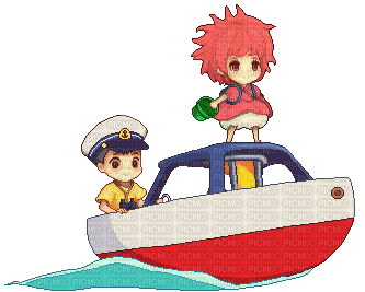 girl child boy boat anime enfant - GIF animé gratuit