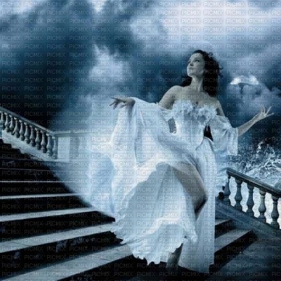 femme woman frau person fantasy fond stairway paysage - 免费PNG