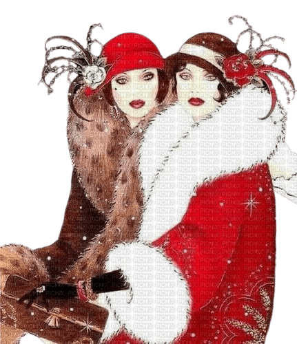 loly33 femme art deco hiver - 免费PNG
