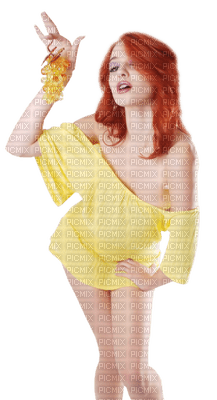 Kaz_Creations Woman Femme Redhead Yellow - png gratuito