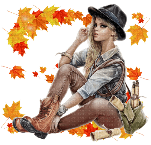 Woman. Fall. Autumn. Leila - gratis png