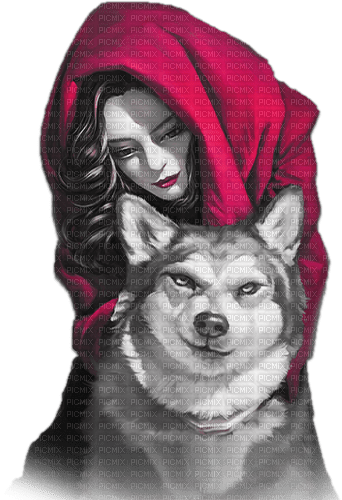 soave woman fantasy gothic wolf autumn winter - PNG gratuit