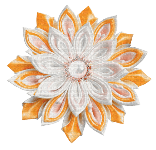 Pearl.Fabric.Flower.White.Orange - PNG gratuit
