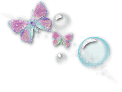 butterfly bubbles pink blue - Free PNG