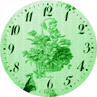 Clock-Parts, Clock-Face, Clocks, Deco, Decoration, Flower, Flowers, Green - Jitter.Bug.Girl - zdarma png