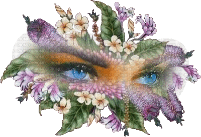 Kaz_Creations Animated Woman Femme Eyes Flowers - Gratis geanimeerde GIF