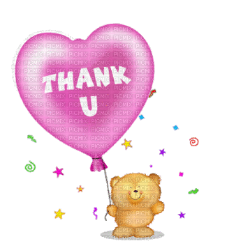 text dankeschön thanks merci letter deco  friends family gif anime animated animation tube teddy balloon pink mignon heart coeur - Gratis geanimeerde GIF