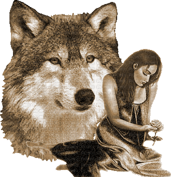woman with wolf bp - Gratis geanimeerde GIF