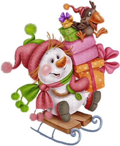 Winter, Schneemann, Geschenke, Snowman - PNG gratuit