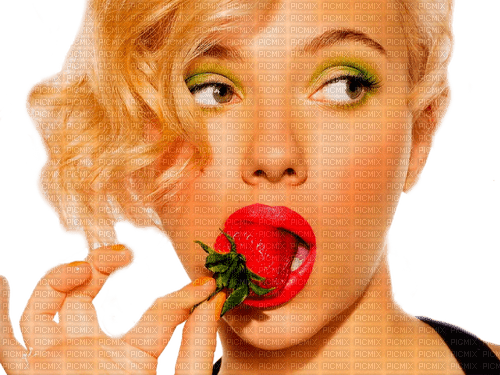 woman with strawberry by nataliplus - ilmainen png