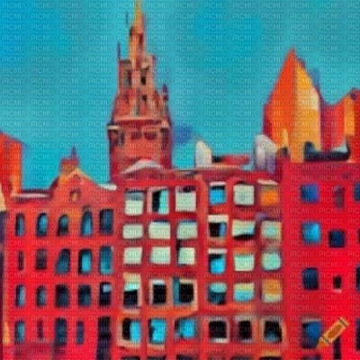 Red City with Blue Sky - gratis png