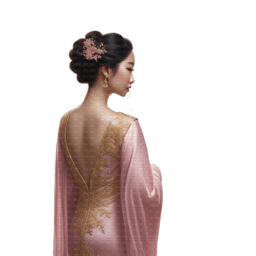 springtimes woman art deco gold vintage asian - фрее пнг