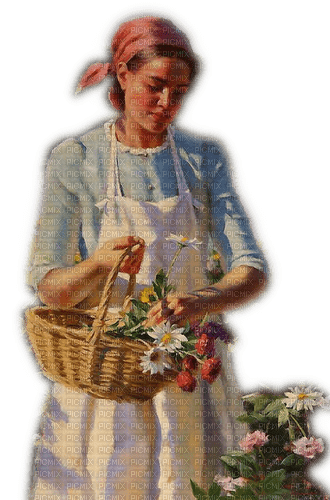 Rena Vintage Flower Woman Frau - png ฟรี