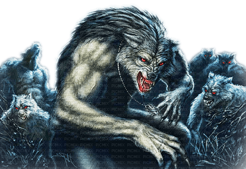 soave deco fantasy gothic werewolf blue red - kostenlos png