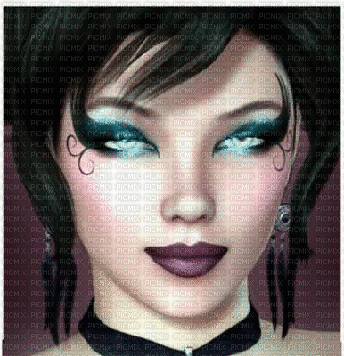 image encre animé effet femme visage edited by me - Free animated GIF