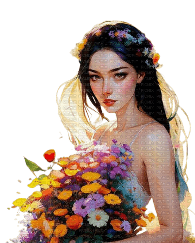 loly33 femme printemps fleur - 無料png