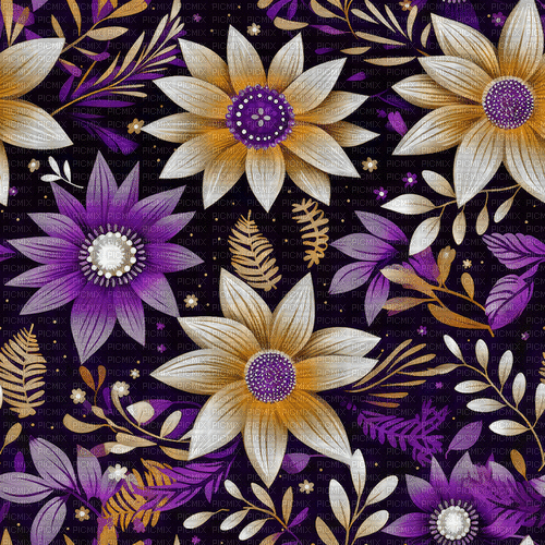 sm3 pattern floral purple gold animated gif - GIF animasi gratis