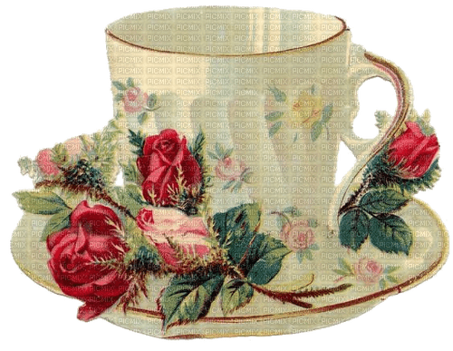 Rosen, Tasse, Blumen, Vintage - png ฟรี