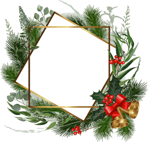Christmas green red gold frame sunshine3 - ücretsiz png