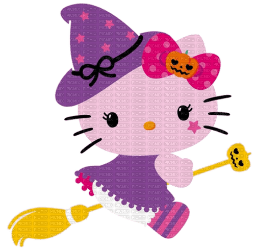 Hello kitty halloween sorcière witch purple - 免费PNG