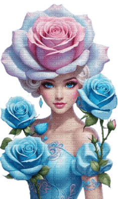 Mujer  de las rosas - nemokama png
